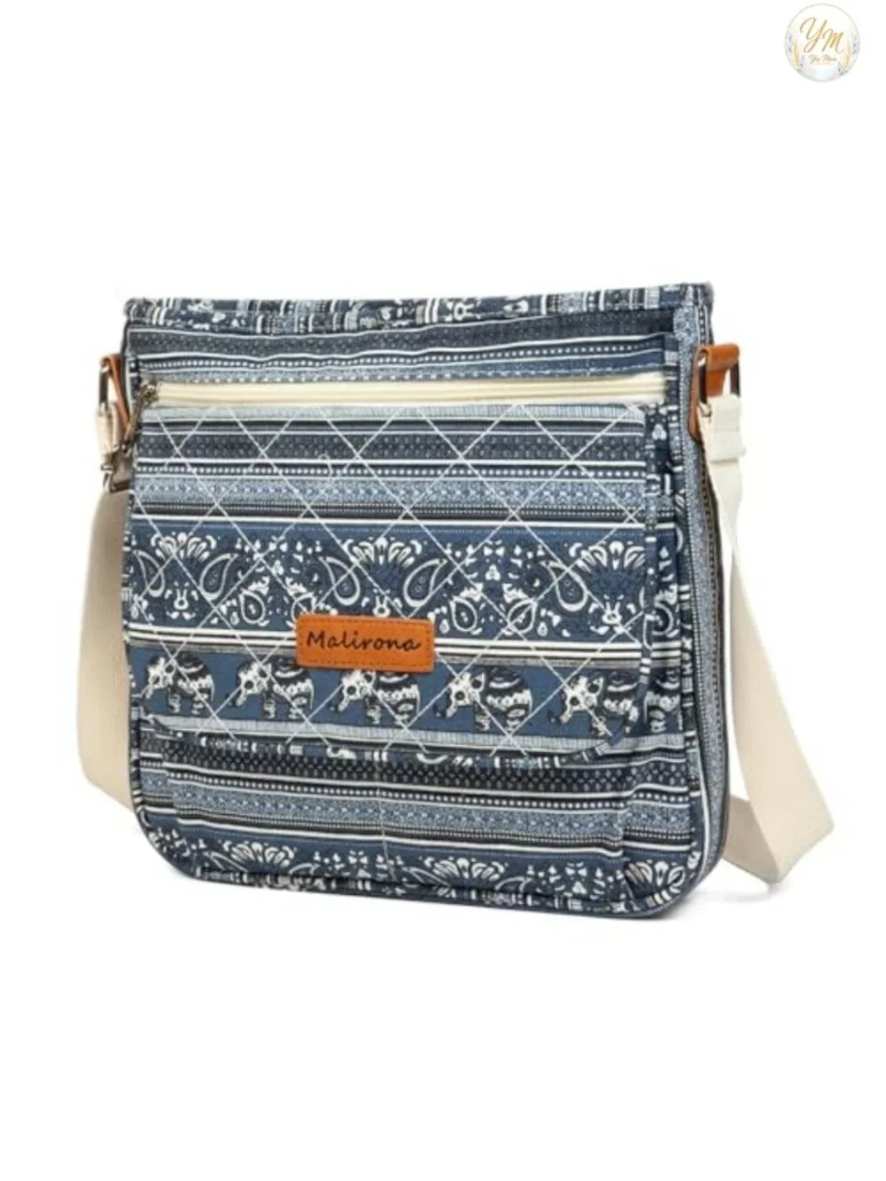 Canvas Floral Crossbody Bag Multi Pocket Travel Satchel Purse
